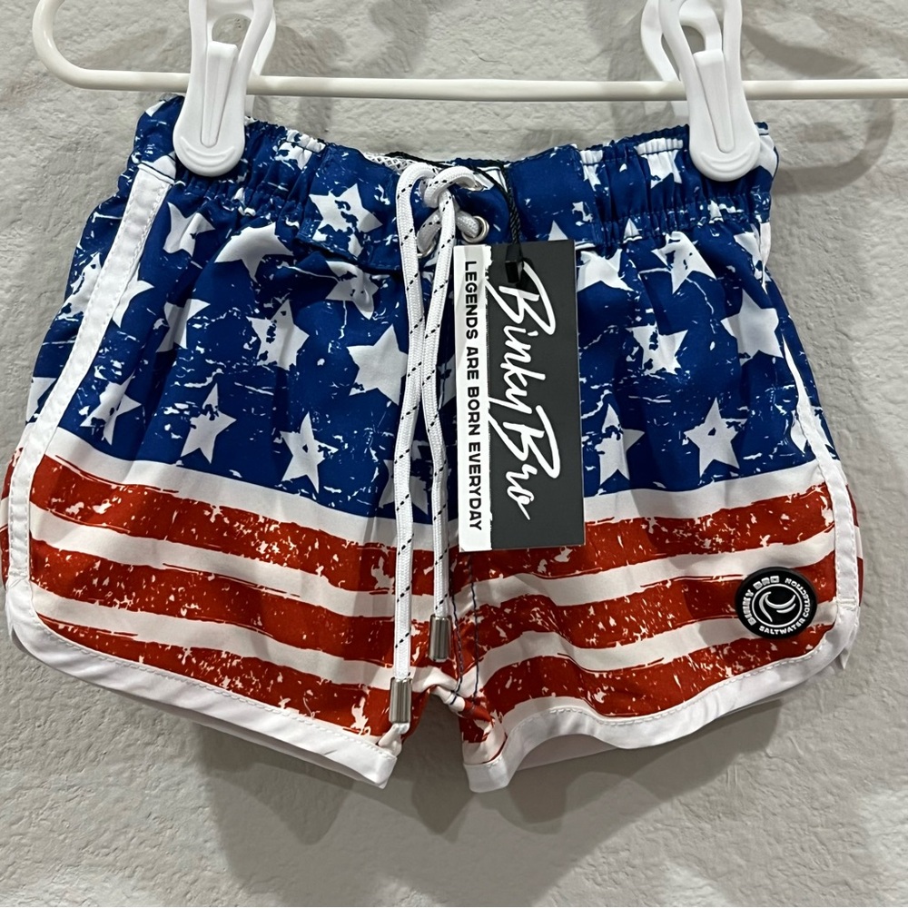 BinkyBro - Toddler 12m American Flag Swim Trunks